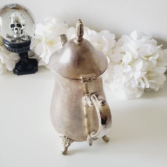 Vintage Victorian Design Silver Pitcher Decorative H: 10" - Picture 5 of 10